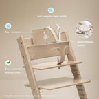Stokke Tripp Trapp Baby Set 2, Ages 6-36 Months, Storm Grey | From Chair to High Chair in One Simple Step, for Babies and Toddlers, Ergonomic Support, Adjustable 5-Point Harness, Buckle