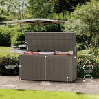 100 Gallon Lockable Resin Deck Box, Waterproof Outdoor Storage Box for Patio Furniture, Garden Tools, Pool Accessories, UV-Resistant Outside Delivery Grey