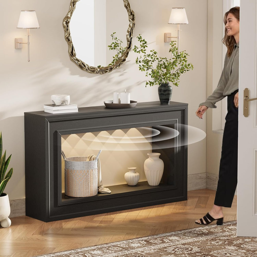 Rresyet 55" Long Console Tables with LED Lights, Narrow Console Tables f...