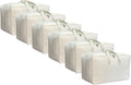 Soft Large Canvas Comforter Storage Bags with Four Carrying Handles and Clear Window, Closet Organizer for Clothing, Blankets Sheets Pillows and Bedding, 80L, 6 Pack, Beige