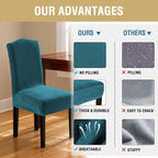 H.VERSAILTEX Velvet Dining Chair Covers Stretch Chair Covers for Dining Room Set of 2 Parson Chair Slipcovers Chair Protectors Covers Dining, Soft Thick Solid Velvet Fabric Washable, Deep Teal
