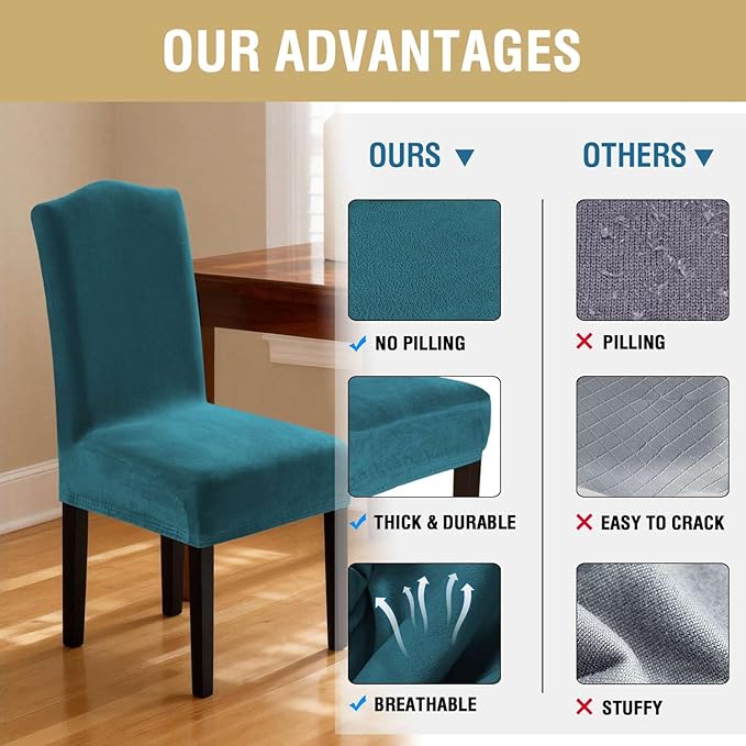 H.VERSAILTEX Velvet Dining Chair Covers Stretch Chair Covers for Dining Room ...