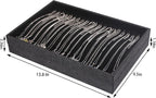 Julysky 2 Pcs/set Stackable Jewelry Organizer Trays，Necklace Tray+Necklace Tray, Jewelry Displays for Selling,Black