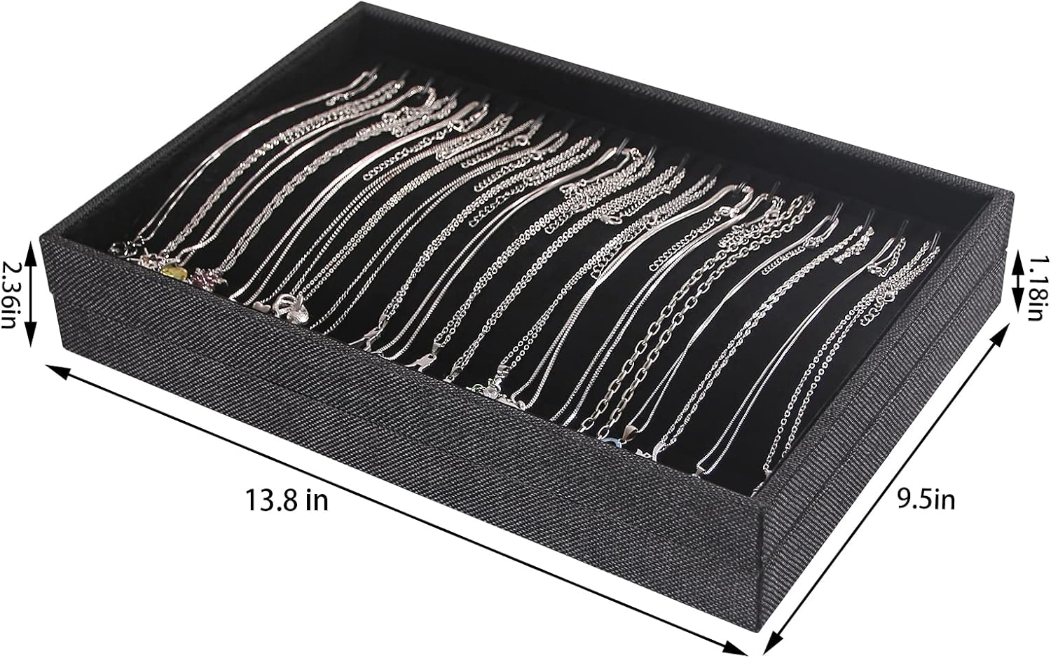 Julysky 2 Pcs/set Stackable Jewelry Organizer Trays，Necklace Tray+Necklace Tray, Jewelry Displays for Selling,Black