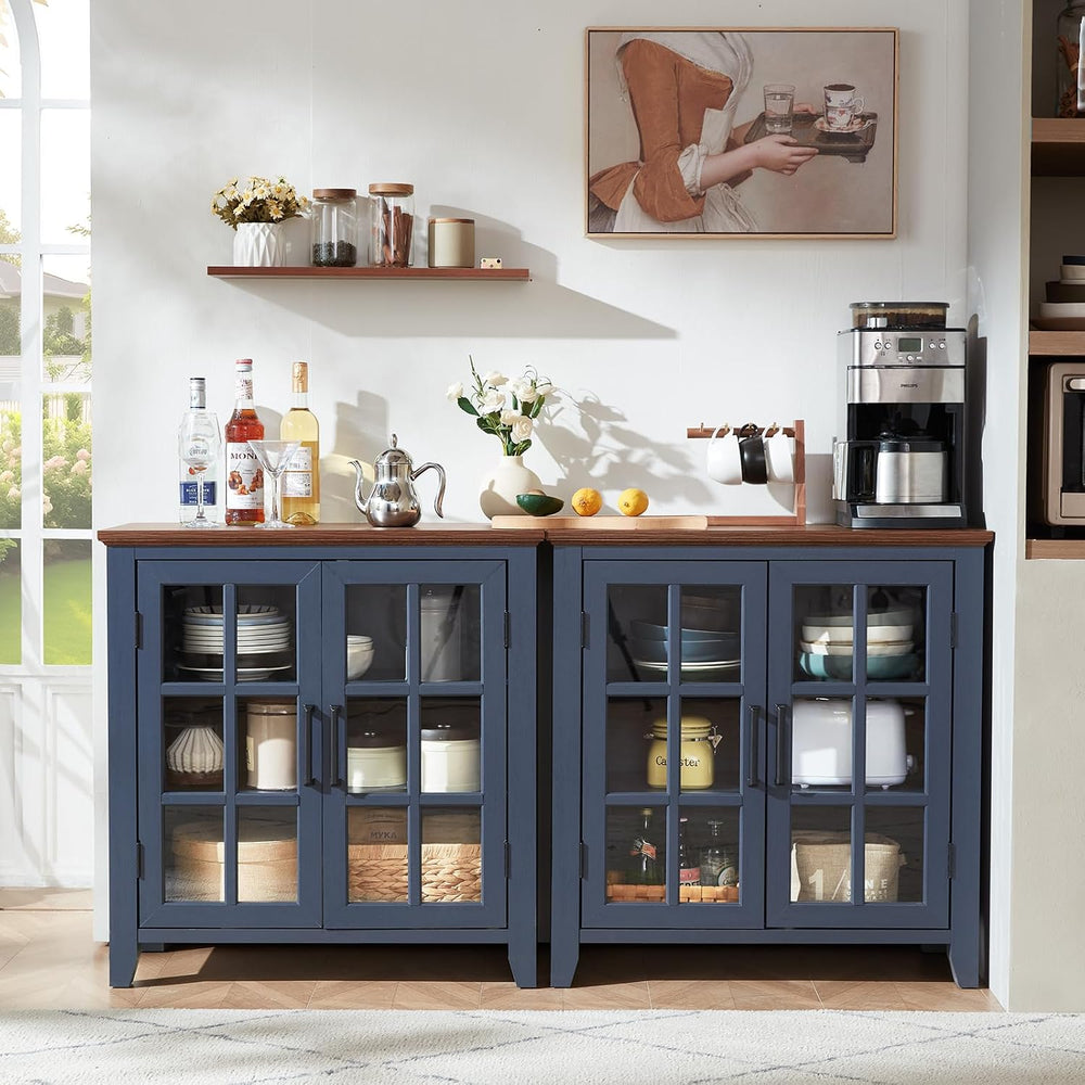 Joaxswe Large Sideboard Buffet Cabinet with Storage, 32" Farmhouse Navy ...
