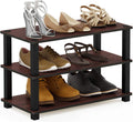 Furinno Turn-S-Tube Shoe Rack, 3-Tier Toolless Shoe Organizer, Shoe Storage, 11.6 x 23.6 x 22.2, for Closet Entryway, Office, Garage, Cherry Oak
