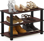 Furinno Turn-S-Tube Shoe Rack, 3-Tier Toolless Shoe Organizer, Shoe Storage, 11.6 x 23.6 x 22.2, for Closet Entryway, Office, Garage, Cherry Oak