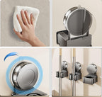 Sucked Type Mop Holder, Plastic White Mop Hanger for Home (white)