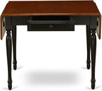 East West Furniture MZKE3-BCH-W 3 Piece Modern Dining Table Set Contains a Rectangle Wooden Table with Dropleaf and 2 Dining Chairs, 36x54 Inch, Black & Cherry
