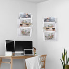EASEPRES 8 Pack Clear Single Pocket Hanging File Organizer, Plastic Wall Mount Paper Mails Magazines Holder, Mounted Folder Bins for Office, School and Home, 13.85x3.14x6.88 inches
