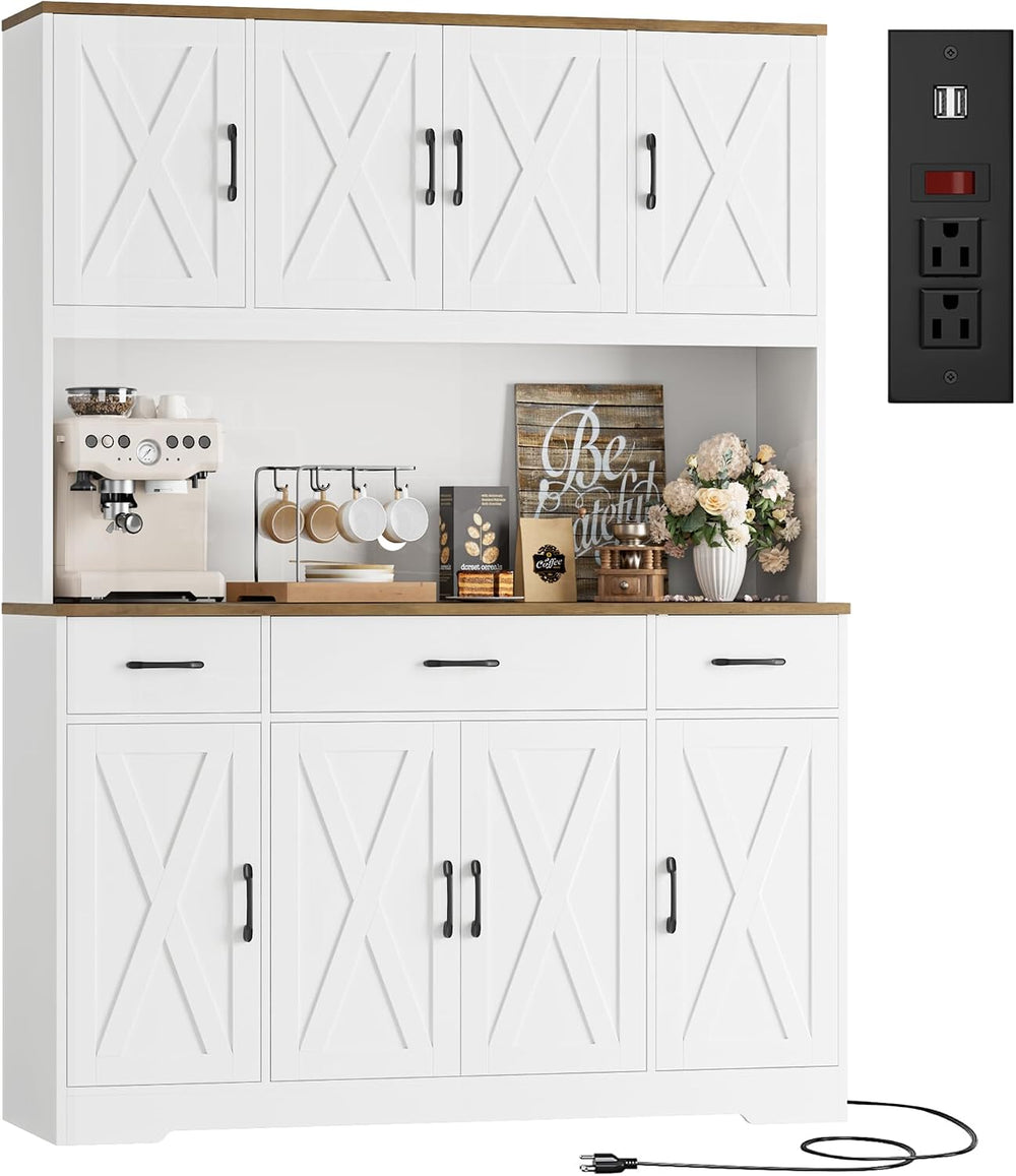 HOSTACK 71" Tall Kitchen Pantry Storage Cabinet, 55" W Kitchen Hutc...