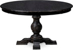 F55-11-TP - Mid Century Dining Table with Acacia Wood Round Tabletop, Sand Blasted Black Finish