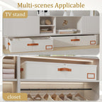 Yawinhe Under Bed Storage, 4 Pack Closet Organizers, Collapsible Container Bags, with Sorting Card Slot and 4 Leather Handles, for Blanket, Bedding, 23.6''Lx11.8''Wx6''H, Beige