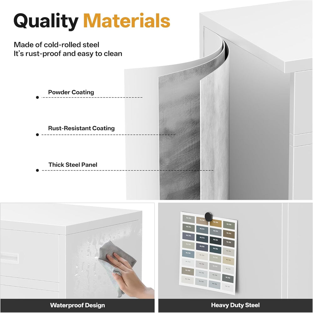 Metal Storage Cabinets with Drawer, 36" H Lockable Storage Cabinet with ...