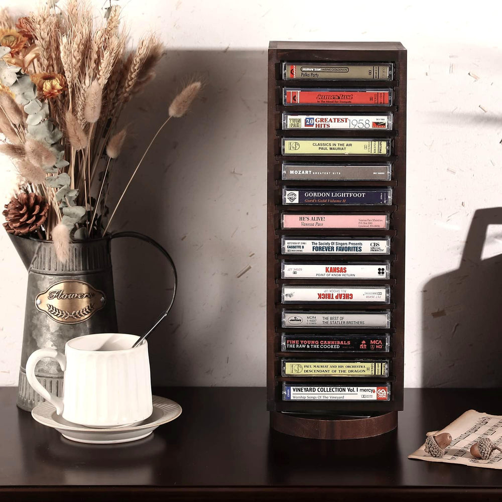 FARM IN Cassette Tape Storage, 360-Degree Rotatable Design Farmhouse Style Ca...