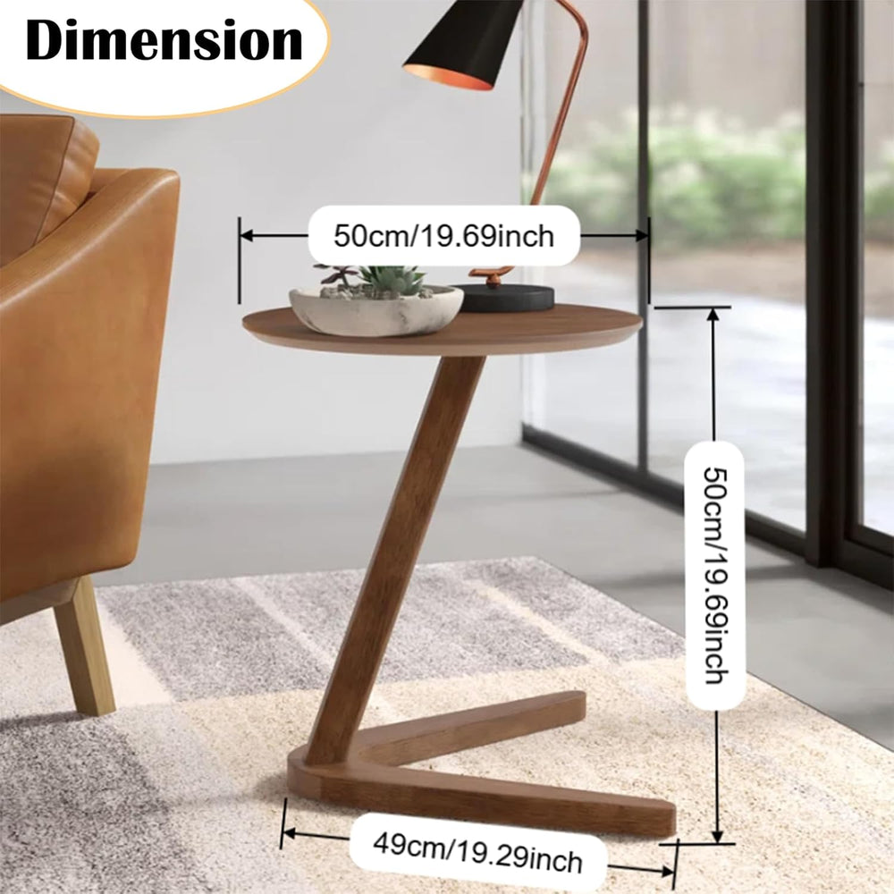 YUNMUAIR-C-Shaped Solid Wood End Table,Small Round Side Table for Couch,Space...