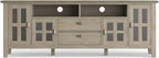 SIMPLIHOME Artisan TV Stand - 72 inch Wide Solid Wood Media Console in Distressed Grey, Contemporary Entertainment Center for Living Room for TVs up to 80 Inches with Drawers and Cable Management