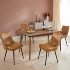 Modern Upholstered Dining Chairs Set of 4 with Thick Seat Cushion and Curved Back, Synthetic Leather Mid-Century Dinner Chair for Kitchen, Dining Room,Cafe (Faux Leather-Brown, Set of 4)