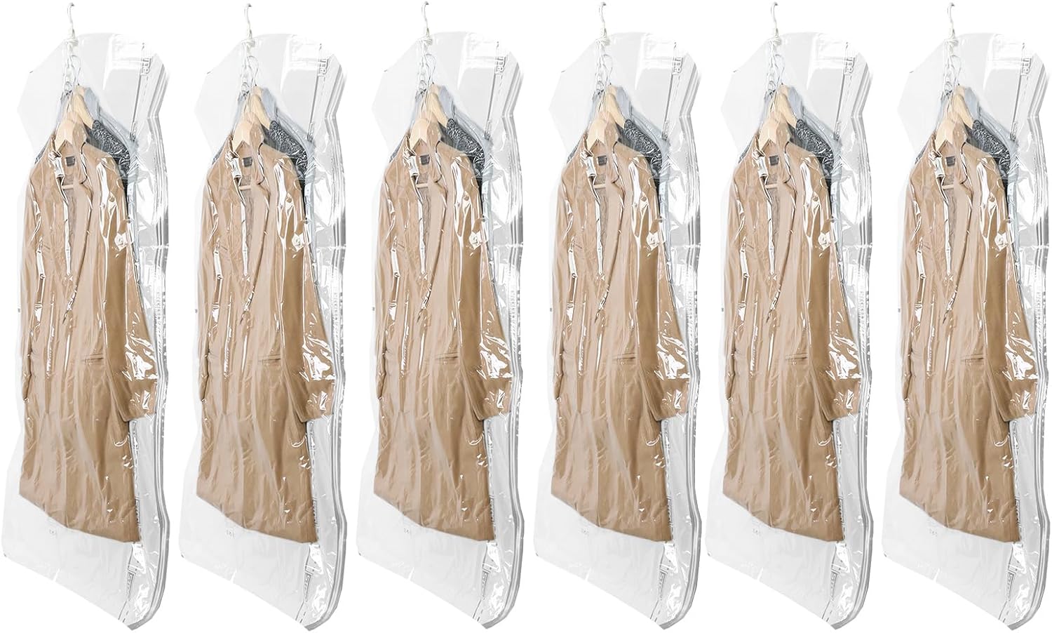 TAILI Hanging Vacuum Sealer Storage Space Saver Bags for Clothing, Suits and Jackets, Closet Organizers, 6 Pack Jumbo Clear