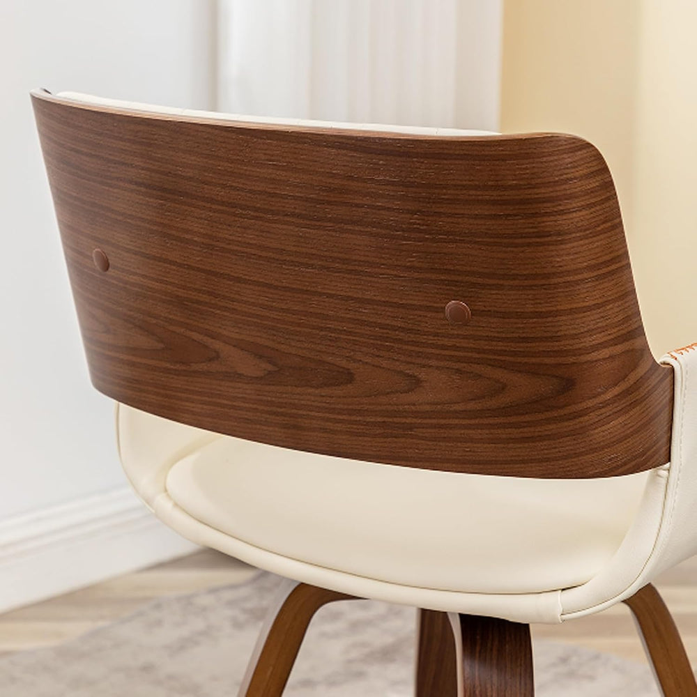 LUNLING Swivel Accent Faux Leather Dining Chairs Set of 4,Mid Century Modern ...