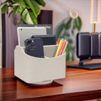 UnionBasic Rotating Desk Organizer, 360 Degree Desk Spinning Caddy, Desktop TV Guide/Mail/Media/Remote Controller Holder Organizer, Linen Texture Leather Beige