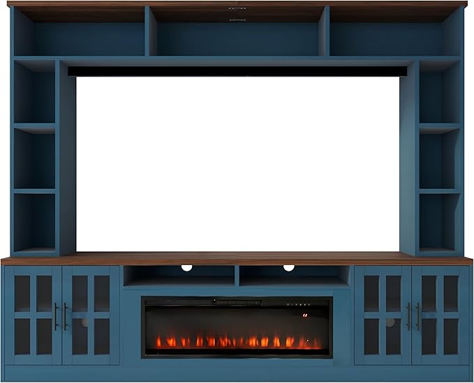 95.5" W Wall Unit Entertainment Center with Bookshelves for TVs up to 80...