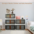 Storage Boxes, Extra Large Cabinet with Lids, 19 Gallon(72L) Capacity (Each One), 4 Packs, Useful Box with Door and Buckles, Foldable, Transparent, Excellent Home Organizers