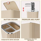 Bathroom Accessories Set - Gorgeous Beige Bathroom Set, 10PC Bathroom Accessory Set, Toilet Brush, Trash Can & Soap Dispenser