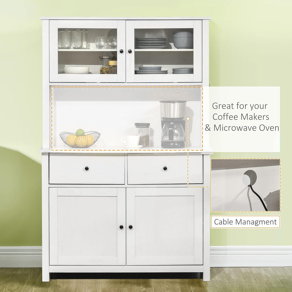 HOMCOM 63.5" Kitchen Buffet with Hutch, Pantry Storage Cabinet with 4 Sh...