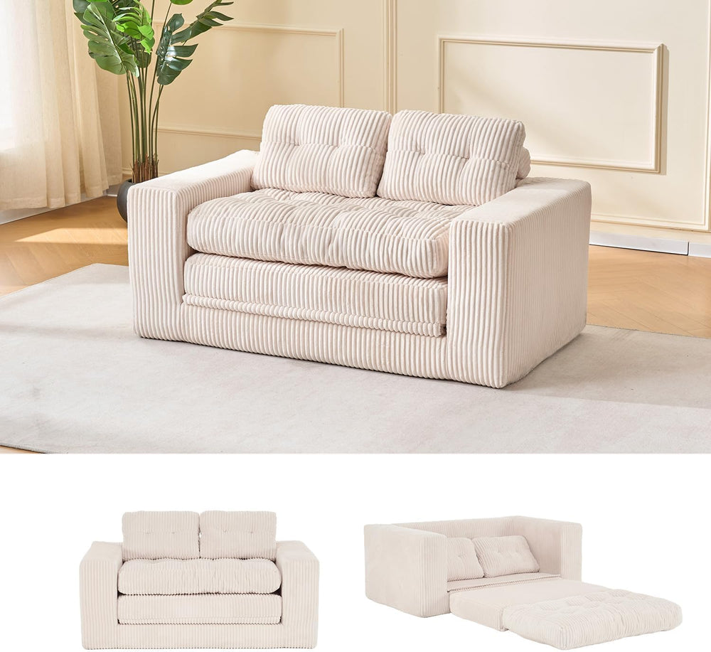 Fefances 55.1” Sofa Bed, 2-in-1 Convertible Loveseat & Folding Futon Couc...