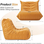 Hobestluk Giant Bean Bag Chair Lazy Floor Sofa, Memory Foam Fireside Sofa for Adults, Big Beanbag Faux Leather Armless Chair for Living Room Bedroom Dorm Office (Yellow, Single)