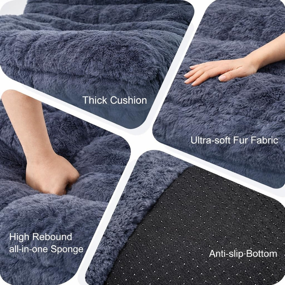 Memory Foam Bean Bag Chairs with Filler Faux (Dark Grey) | Beanbags Lazy Sofa...