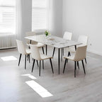 Dining Chairs, Modern PU Leather Dining Room Chair with Sturdy Metal Legs, Upholstered Seat Dinner Chairs Accent Side Chairs for Indoor Kitchen Living Room Restaurant Cafe (Cream, Set of 8)