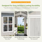 Patiowell 4 x 4 FT Plastic Outdoor Storage Shed with Floor, Garden Tool Shed with Two Windows and Single Lockable Door for Garden, Backyard, Lawn, Easy to Install, Light Grey(Fit-it Shed)