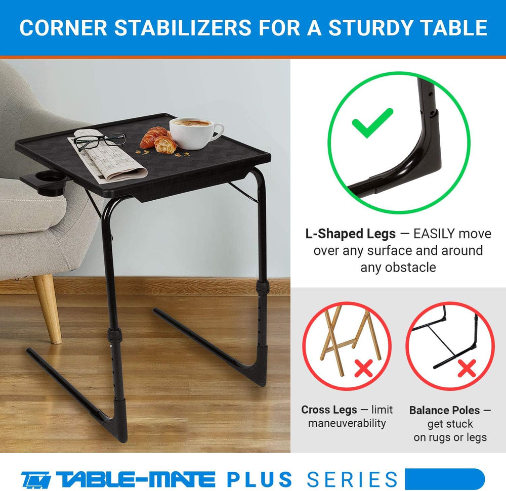 Table-Mate TV Tray Table | Portable Desk Folding Dinner Tray, Couch Table Tra...