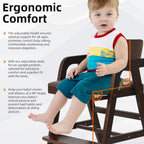 Wooden High Chair for Toddlers & Baby, Adjustable Dining Feeding Chair Grows with Kid, Ergonomic High Chair for Babies, Wipe Clean Skin-Friendly Cushion, for Home & Restaurant - Walnut