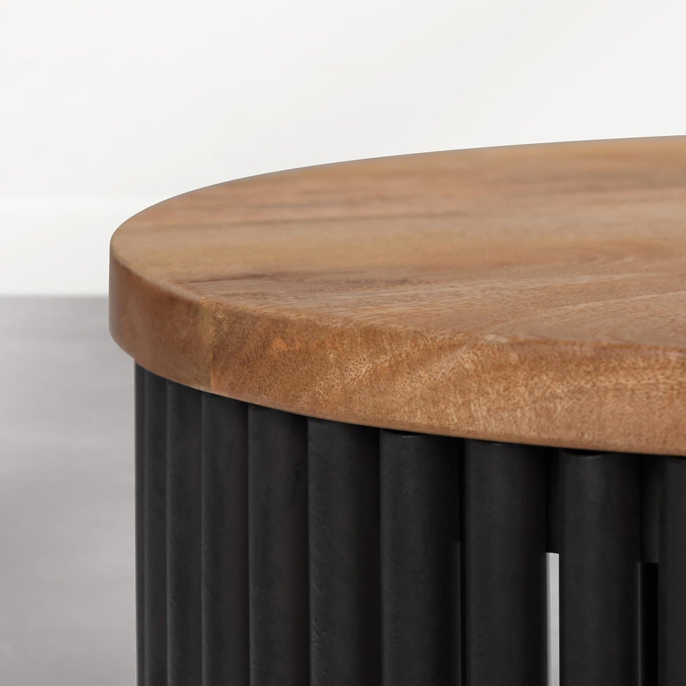 SIMPLIHOME Demy Accent Table - 18 inch Wide Solid Mango Wood and Metal Round ...