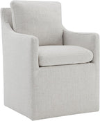 Upholstered Dining Chairs with Casters, No Assembly Modern Accent Armchair with Rollers for Dining Room, Bedroom, Living Room, Reading Room, Already Assembled, Ivory, 1 Box