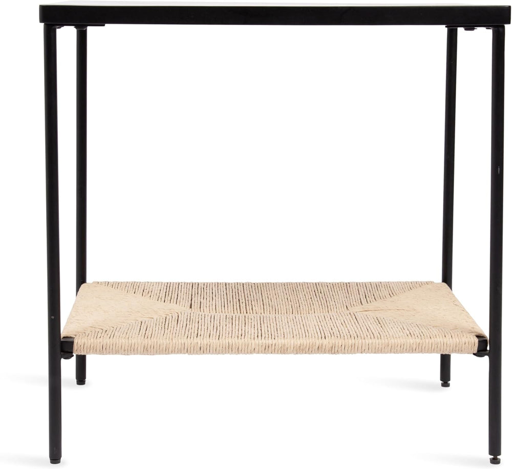Kate and Laurel Mandell Modern Rectangle Mango Wood and Woven Cord Side Table...
