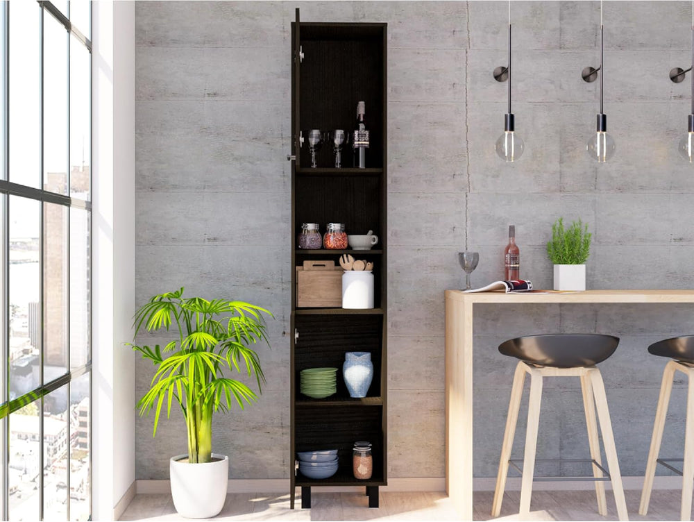 Kitchen Pantry 79" H, Two Open Storage Shelves, Three Internal Shelves, ...