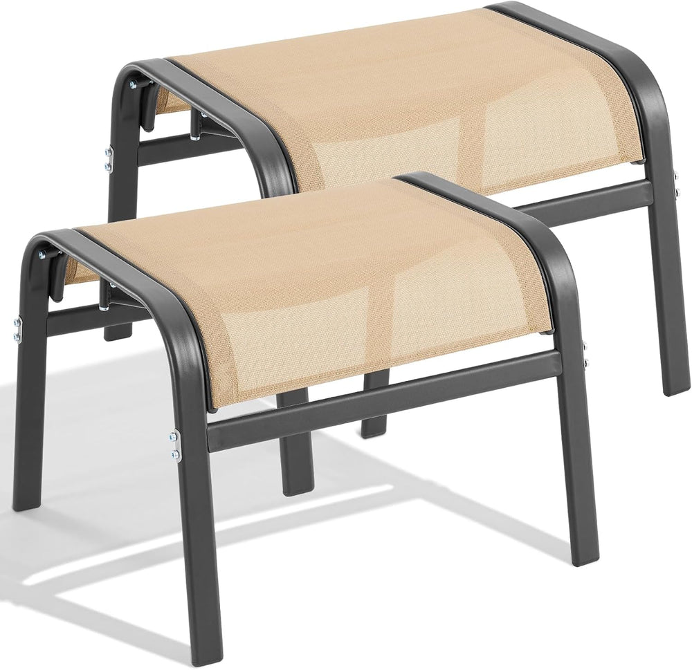 ONBRILL Outdoor Ottoman Set of 2, Oversized Outdoor Foot Rest, Beige | Stacka...