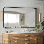 55"x 30" Black Bathroom Mirror - Aluminum Framed Wall Mirror, Bathroom Wall Mounted Vanity Mirror, Modern Bathroom Mirror, Bedroom, Living Room Wall Mirror, Hang Horizontally or Vertically