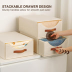 Large Closet Organizers and Storage - Stackable Storage Bins with Drawer, Fabric Containers for Organizing, Collapsible Organizer Bins for Bedroom, 8 Pack, Beige