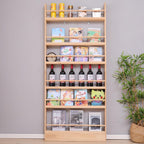 Wooden Kids Bookshelf, Wall Mount 6-Tier Behind The Door Shelf, Organizer for Toys and Books, Space-Saving Wall Mount Narrow Book Shelf