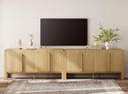 WAMPAT Modern TV Stand for TVs Up to 120 inches,126" W Farmhouse Entertainment Center with Adjustable Shelf and 4 Doors,Media Console Table TV Cabinet for Living Room,Oak