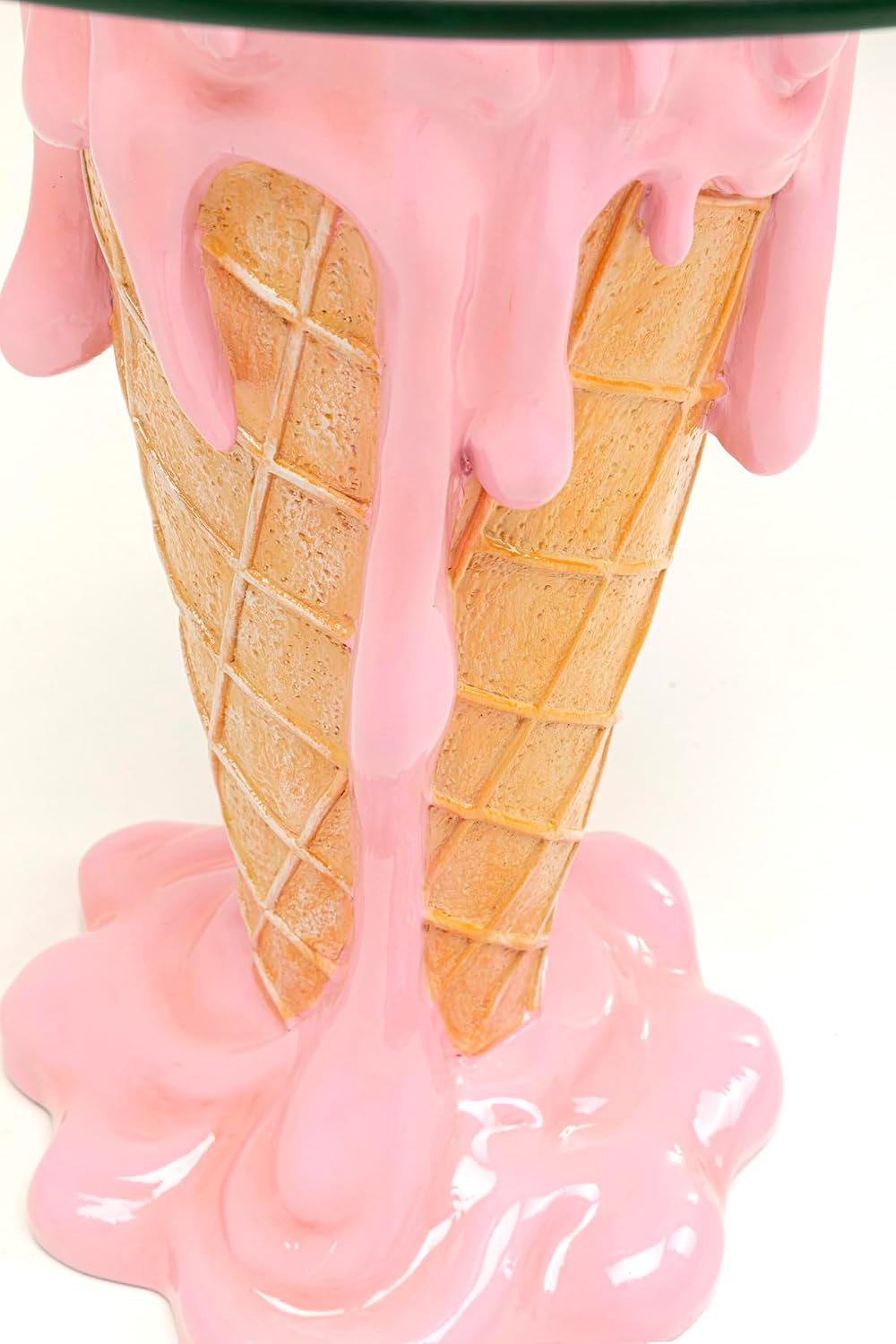 Kare Design Side Table Ice Cream, 48 cm Diameter, Modern, Safety Glass, Gift Idea, Sofa Side Table, Round Bedside Table, Room Decor, Home Decor for Living Room, Home Office, Hallway
