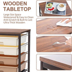 Rolling Storage Cart with Drawers, Rolling Drawer Cart and Wooden Tabletop,Storage Drawer Cart for Living Room,Classroom,Bedroom,Bathroom,Dorm,Office,Brown Gradient