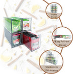 4-Pack Tea Bag Drawers Organizer - 4 Clear Plastic Drawer Tea Bag Holder; Stackable & Portable; Wider Size; Well-Organized Storage for Tea Bags & Kitchen Essentials
