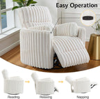 Jocisland Power Rocking Nursery Chair, Oversized Recliner Swivel Glider Chairs for Adults with 2 Pillows, USB & Type-C, Beige Corduroy