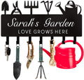 Personalized Key Holder for Wall, Custom Name Wall Mounted Black Key Hanger with Horticultural Garden Design, Key Racks Organizer for Hallway Entryway Front Door Storeroom Decor